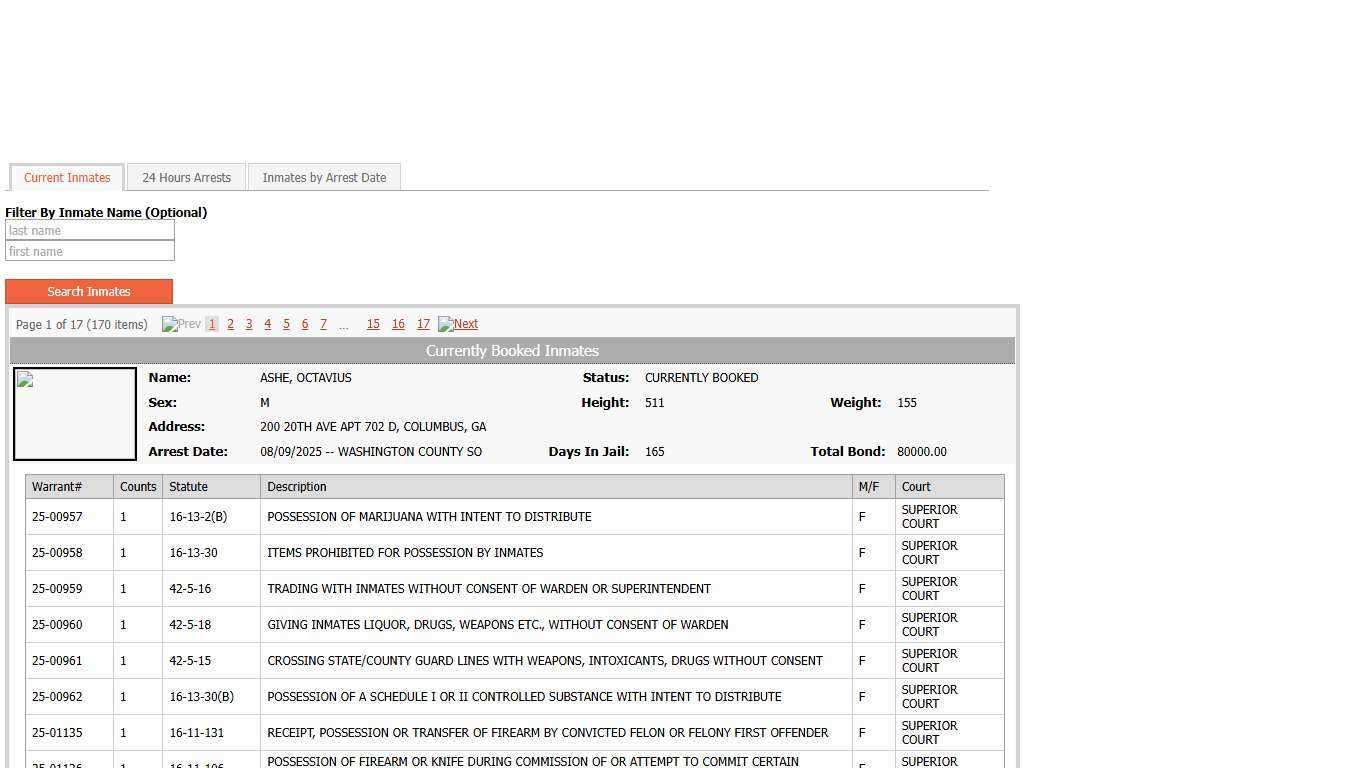 Sheriff's Office Jail Inmate Data