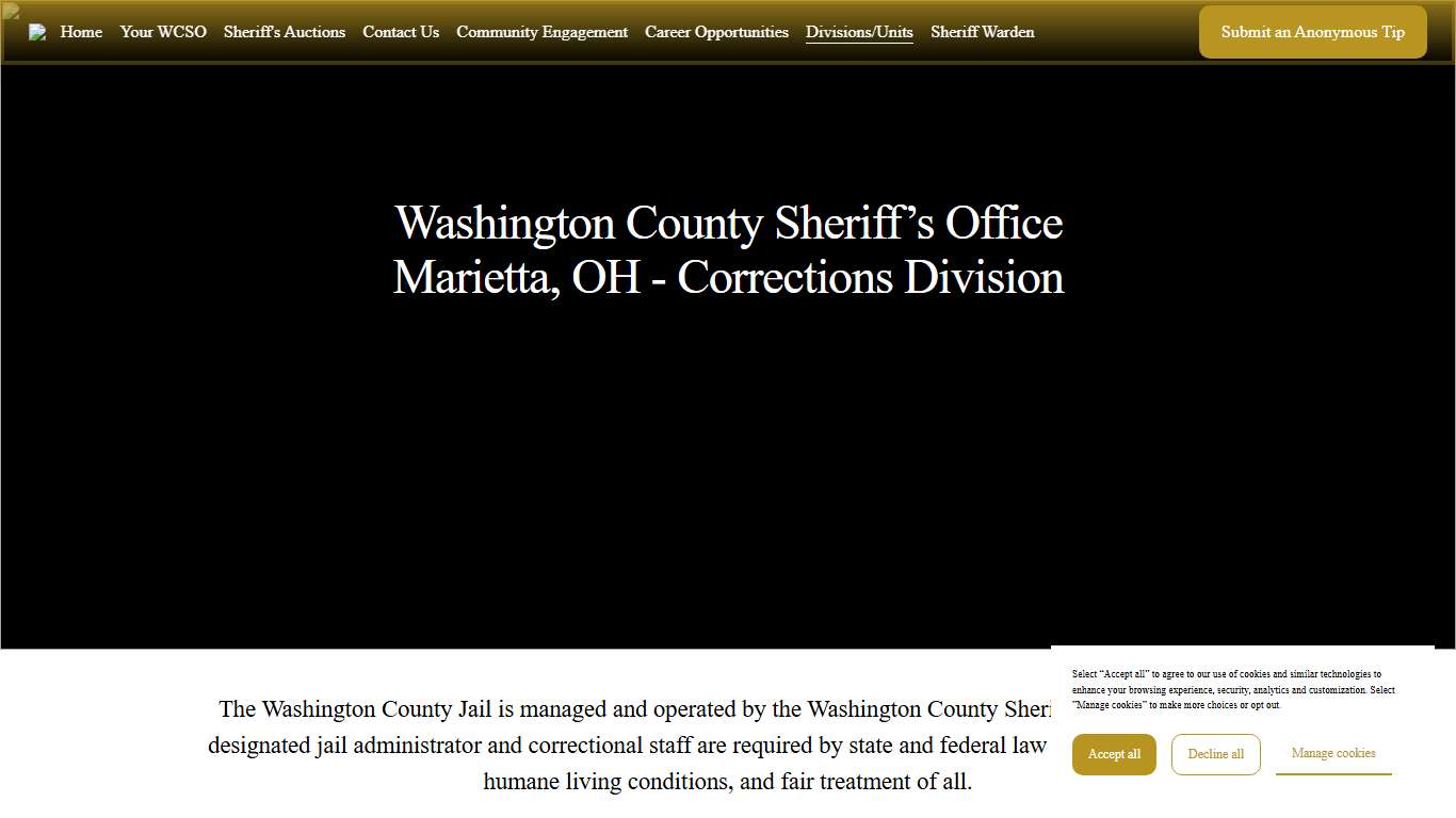Corrections | Ensure Community Safety — Washington County Sheriff's Office-Ohio